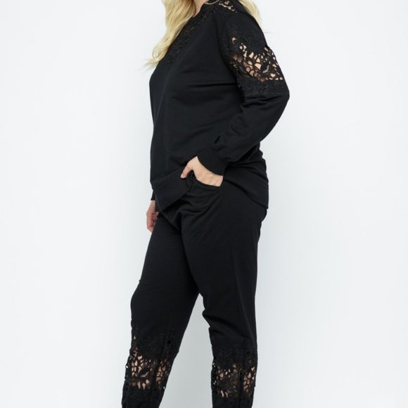 NEW VOCAL JOGGER SWEATSHIRT outfit SET REG & PLUS SIZES SM-3X leisurewear sporty - Picture 3 of 9